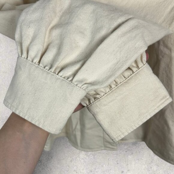 Sezane Eva Shirt Mottled Ecru Size 36 French / US 4 Ruffle Button Top Blouse - Picture 7 of 16